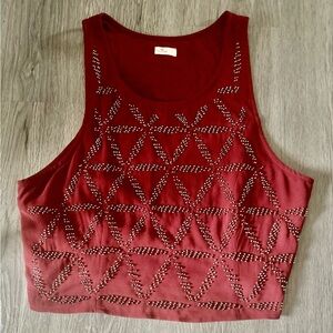 Hollister Beaded Embellished Crop Top Sleeveless Boho Tank
Top Red Size L